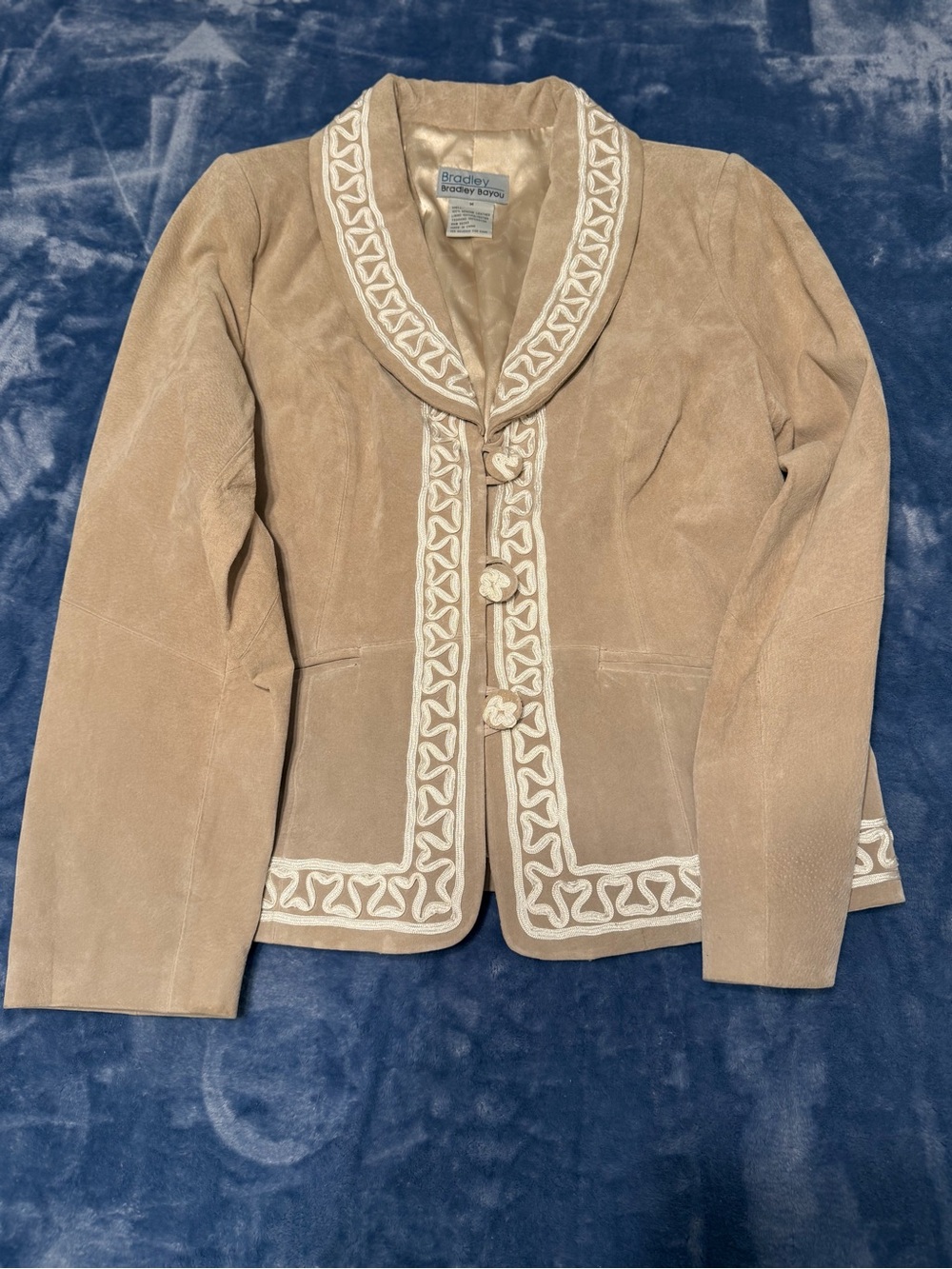 Bradley Bayou Vintage 100% Leather Embroidered Western BOHO jacket